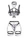 Ensemble lingerie sexy noir et blanc à imprimé vache et bretelles années 1980