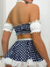 Sleepwear Vichy Strapless Dentelle Maid Lingerie Ensemble Années 1950