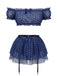 Ensemble lingerie à pois en tulle transparent et épaules dénudées Années 1950