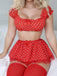 Ensemble lingerie à pois en tulle transparent et épaules dénudées Années 1950