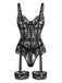 Ensemble de lingerie Teddy à fleurs, dentelle et porte-jarretelles années 1970