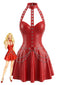Lingerie babydoll en similicuir à œillets chaînes et dos nu années 1950
