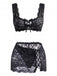 Ensemble lingerie en dentelle florale à laçage croisé années 1950