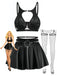 Ensemble lingerie sexy noir à bretelles et découpes années 1950