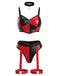 Ensemble lingerie costume de reine noir et rouge années 1950