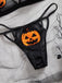 Ensemble lingerie noir d’Halloween à citrouille en peluche et tulle transparent années 1940