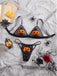 Ensemble lingerie noir d’Halloween à citrouille en peluche et tulle transparent années 1940