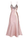 Chemise de nuit à bretelles en faux satin brodé des années 1930