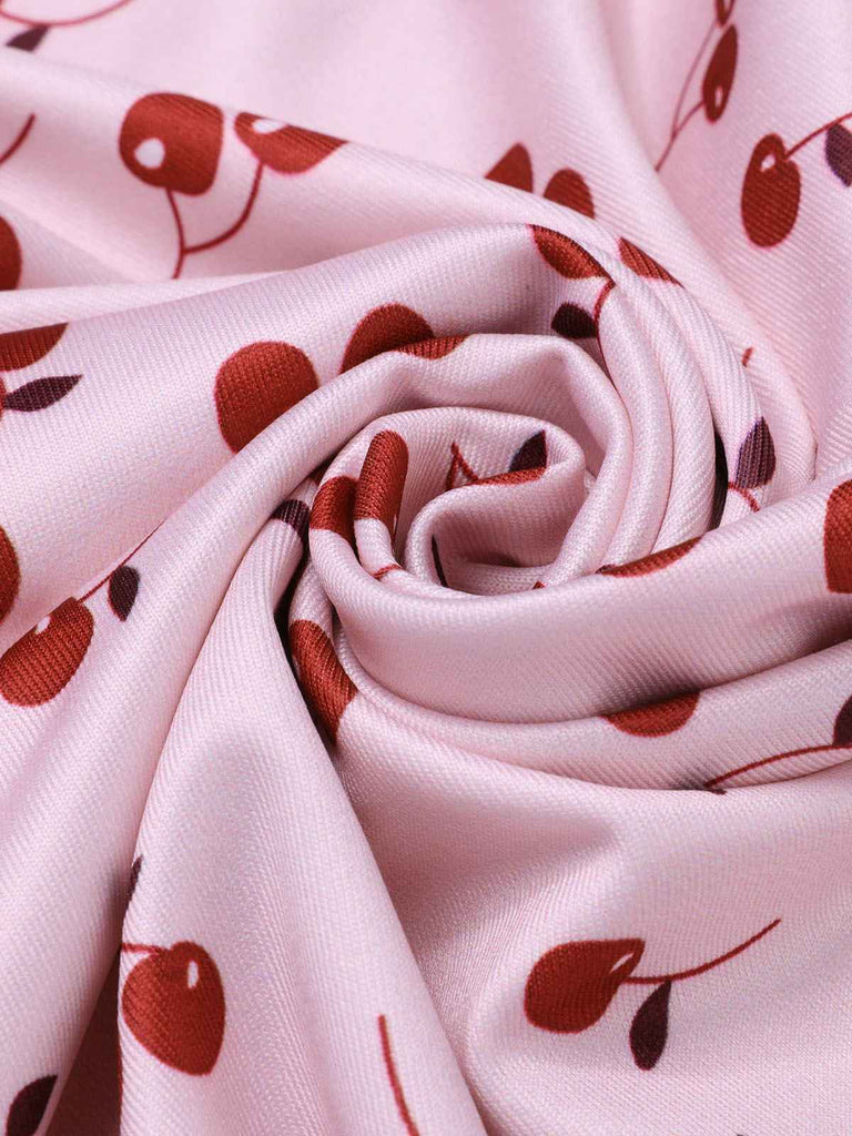 Pyjama à bretelles spaghetti en dentelle cerise rose des années 1950