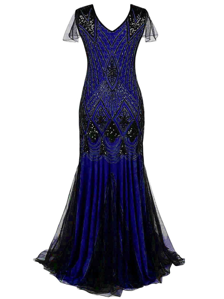 Robe Charleston Vintage Année 20 Gatsby Maxi à Paillettes Soirée Cocktail