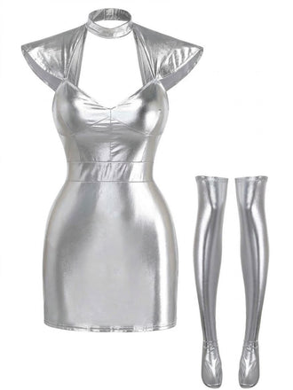 Ensemble Nuisette Florale à Bordure en Dentelle Caraco & Short années '60