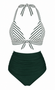[Prévente] Bikini Rayé Col Licou Froncé Vert Années 1950