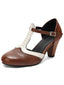 Escarpins Mary Jane Bicolores Bride en T Talon Bloc