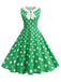 Robe sans manches à pois et col Claudine années 1950