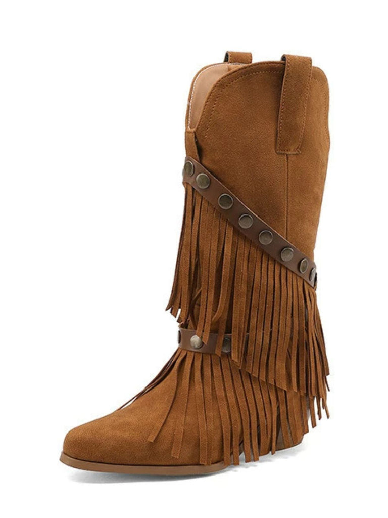 Vintage Denim Western Heels - vintage shoes, retro heels