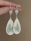 Boucles d'oreilles pendantes en jade chinois ethnique vintage