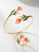 Ensemble Bracelet Manchette et Bague Floral Vintage