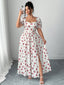 [Grande Taille] Robe Longue Blanche Imprimé Cerises Années 1940