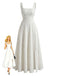 Robe Plumetis Texturée Col Carré Blanche Années 1930