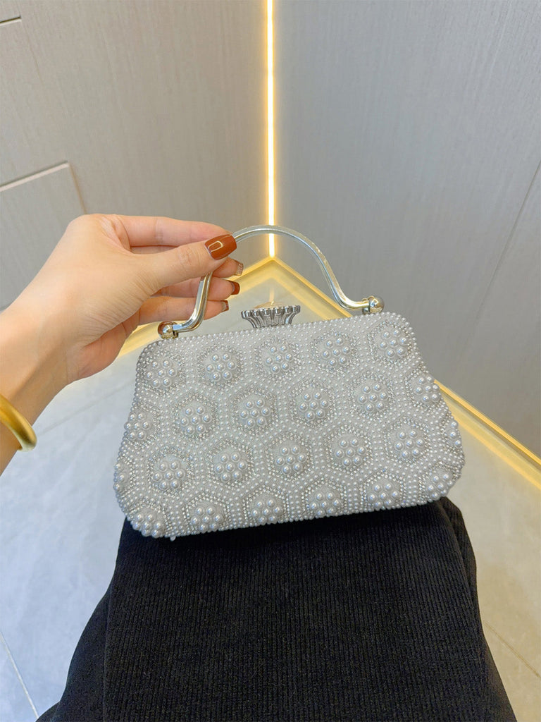 Blanc Vintage Perle Pochette Bags Années 1970