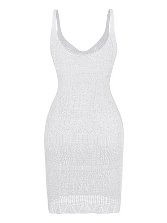 Ajouré U-Neck Side Slit Cache-Maillot Années 1980 2