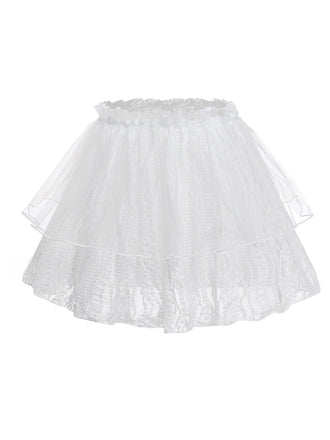 [Prévente] Cache maillot tulle volants double épaisseur dentelle blanche 1950s