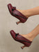Chaussures rétro à nœud en PU, bout rond et talon compensé