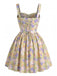Dentelle Florale Patchwork Mini Robe Jaune Années 1950 3