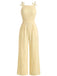 Combinaison Florale Jacquard à Bretelles Bretelles à Nouer Jaune Années 1950 2