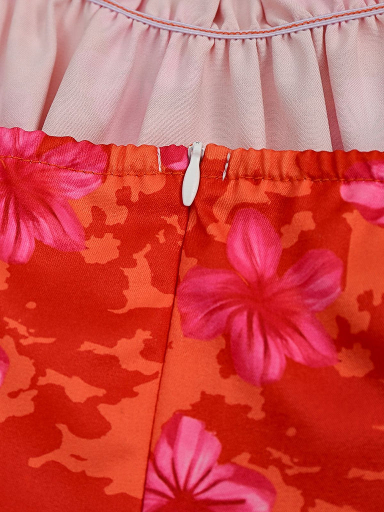 Robe Évasée Imprimée Fraises Col Claudine avec Ceinture années '50 18