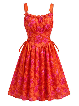 Robe Évasée Imprimée Fraises Col Claudine avec Ceinture années '50 11