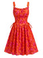 Robe Swing vintage dentelle florale lacets années 1950