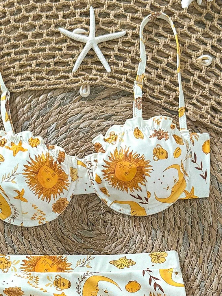 Ensemble Bikini Floral Tropical Dos Nu Croisé années '40 5