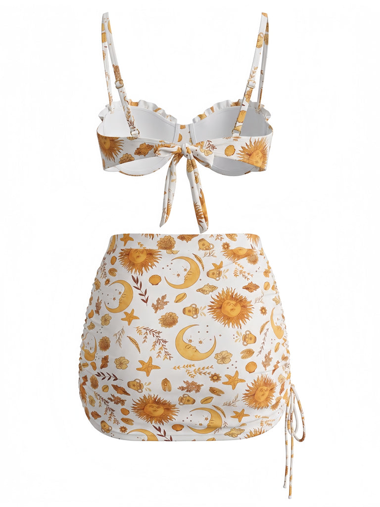 Ensemble Bikini Floral Tropical Dos Nu Croisé années '40 3