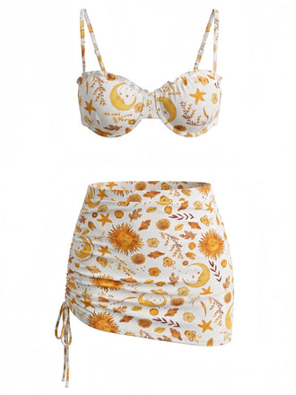 Ensemble Bikini Floral Tropical Dos Nu Croisé années '40 2