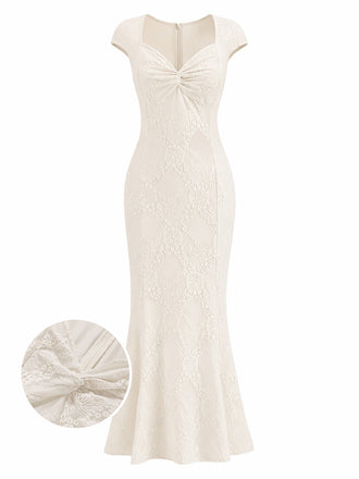 [Prévente] Robe Sirène Dentelle Manches Courtes Années 1930