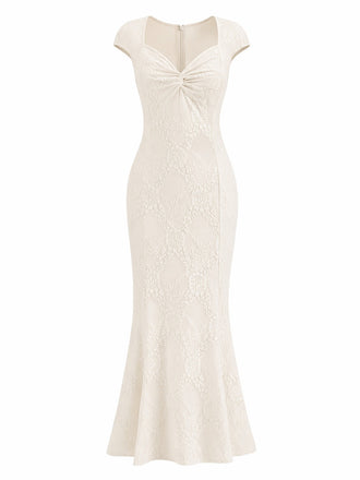 [Prévente] Robe Sirène Dentelle Manches Courtes Années 1930 2