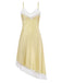 Yellow lace asymmetric nightgown front view displaying delicate floral patterns perfect for intimate evening wear