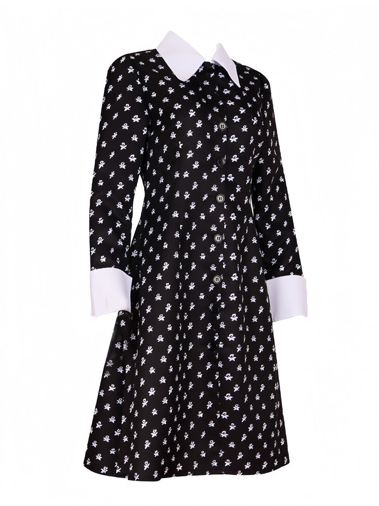 Robe noire style Mercredi Addams des années 1940