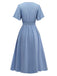 Robe manches volants froncée fendue col V uni des années 1940