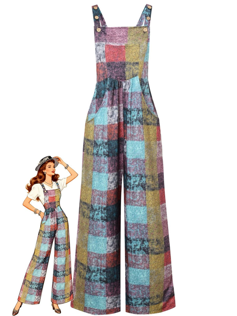 Combinaison à carreaux poches et jambes larges années 1940