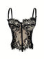Haut court Corset steampunk noir en dentelle bretelles années 1980