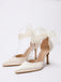 Vintage Satin Ruban Bout Pointu Talons Hauts 6