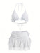 Ensemble bikini col halter et cache-maillot fleurie années 1960