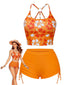 Ensemble bikini dos nu fleurs orange 1960s