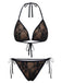 Noir Halter Floral Dentelle Ensemble Bikini Années 1970