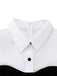 Close-up of a white shirt collar with a black button on a white background
