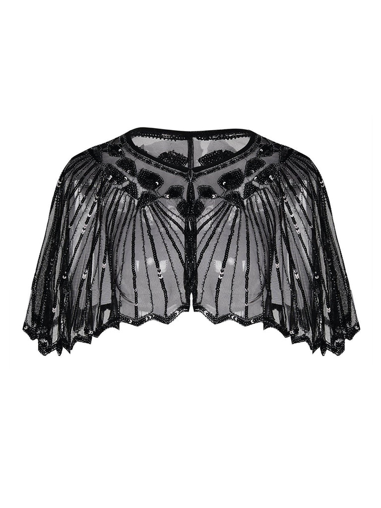 1920s Châle Flapper à Paillettes Cape