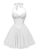 Robe blanche dos nu avec détail nœud sur fond blanc