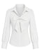 [Prévente] Blouse blanche à col revers, nœud et manches lanternes Années 1940 - 1